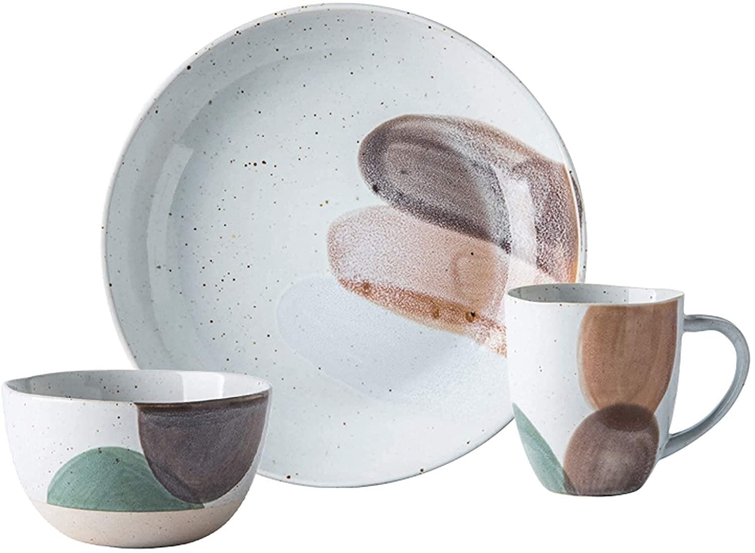 Zestaw obiadowy, zestawy porcelanowej zastawy stołowej, miski i talerze do steków | 18-częściowy zestaw obiadowy Retro Ceramics na prezenty ślubne, przybory kuchenne