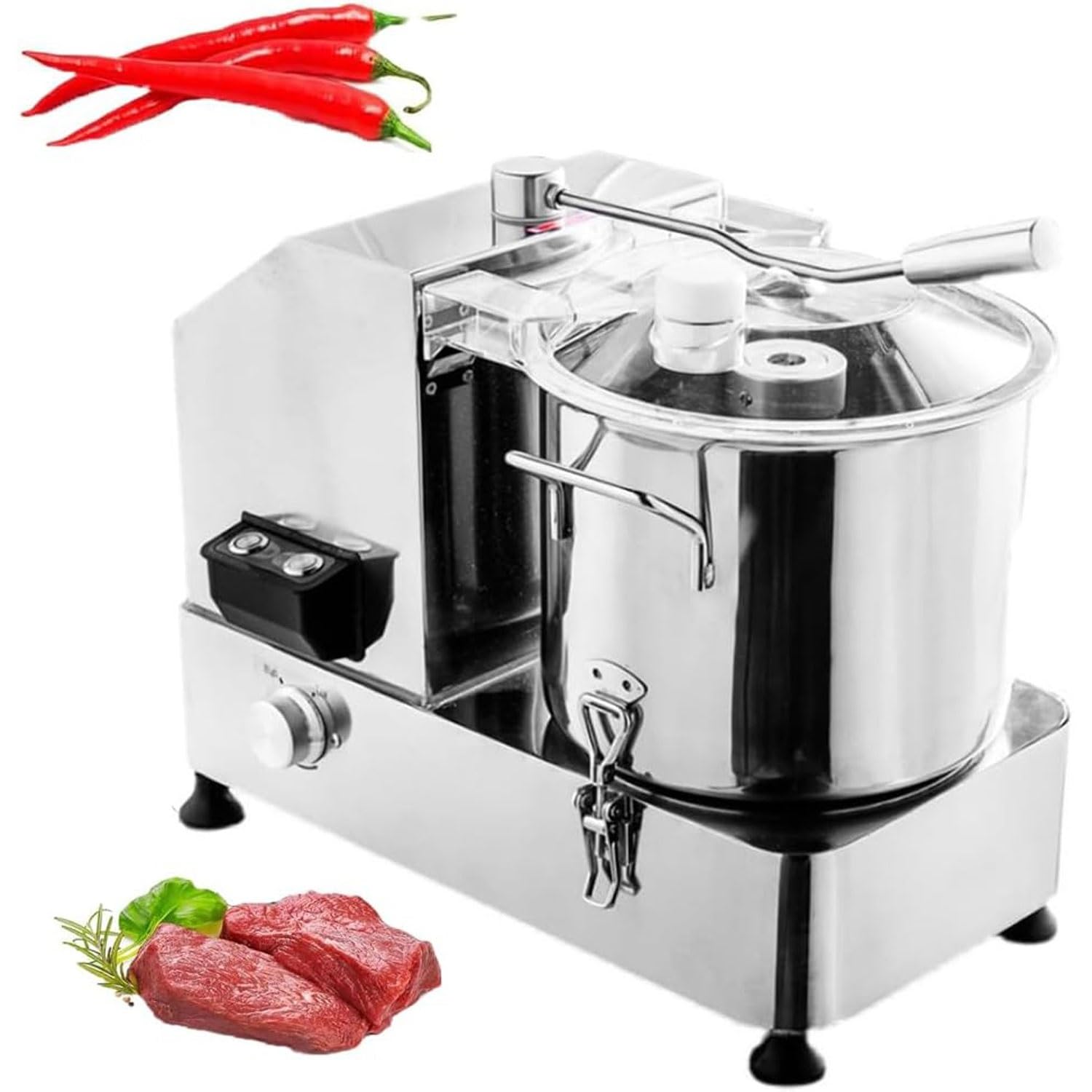 FHRKA Commercial Food Processor,6L/9L/12L Multifunctional Electric Vegetable,750/1500W Heavy Duty Vegetable Meat Chopper (6L)