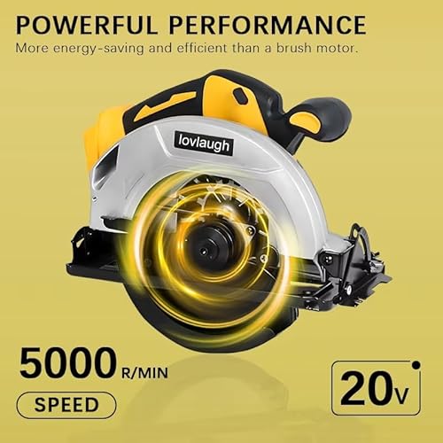 7-1/4 Inch Cordless Circular Saw Compatible with 20V MAX Battery (NO Battery) 5300 RPM Brushless Motor, 6-1/2" Depth Cut, 0-50&deg; Bevel, Electric Brake, with 2 Blades & Carry Case