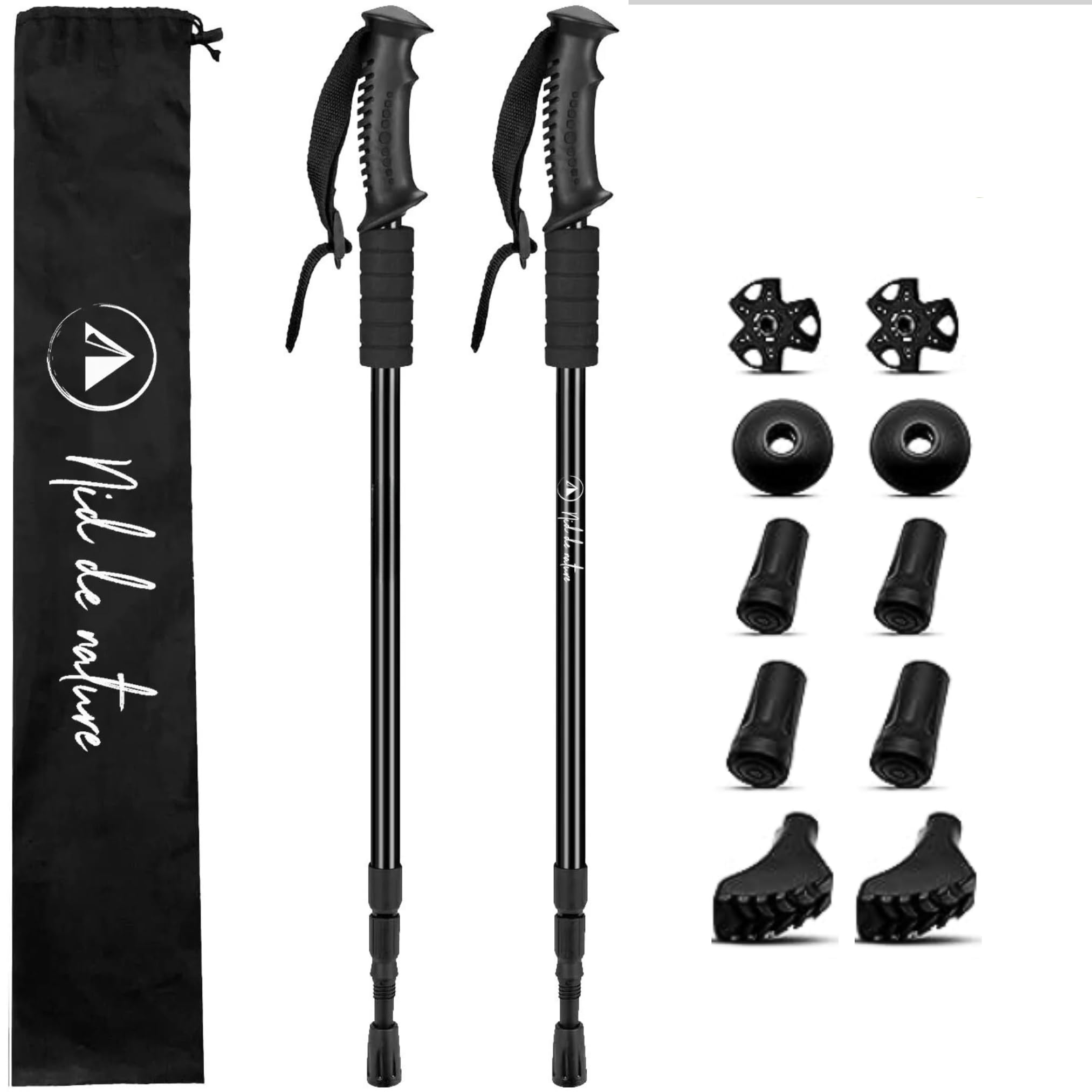 Bâtons de randonnée : Paire télescopique en Fibre de Carbone, Canne rétractable réglable Homme Femmes, Accessoire Pliable Nordique, Accessoires Trail bâton de Marche Polyvalent