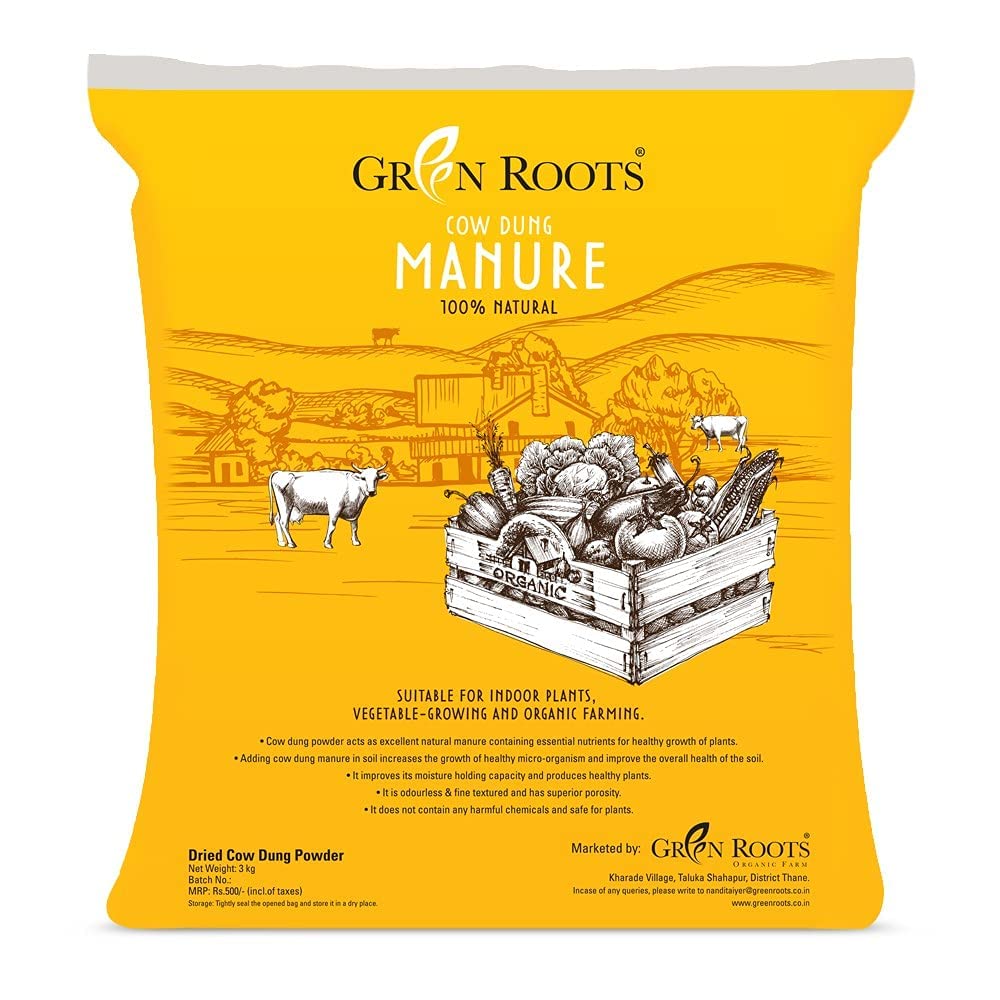 Green Roots Cow Dung Manure 100% Natural Dried Cow Dung Powder for Plants, Home Gardening, Compost for Plants, Organic Fertilizer,900 GMs (B0BJZVY416) Amazon Price History, Amazon Price Tracker