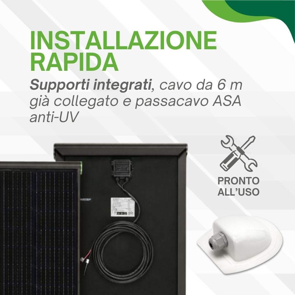 Kit Fotovoltaico Camper 200W Max con Batteria Litio e Inverter – Pannello Black Boost + MPPT 25A Bluetooth + Batteria LiFePO₄ 12V 100Ah + Inverter Onda Pura 2000W – MOSCATELLI