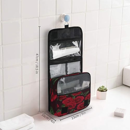 Miniatura 6 de AUUXVA Neceser de viaje, organizador de cosméticos, bolsa de maquillaje colgante para mujeres, hombres y niñas, Flor de rosa