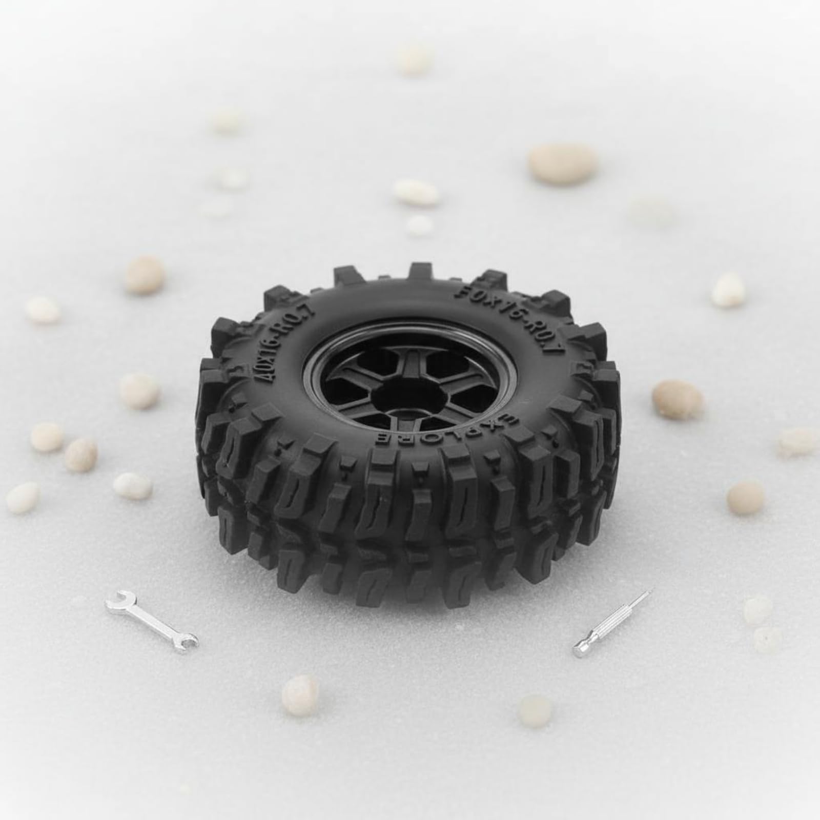 Cerchi per Veicolo RC Ruote Pneumatici Modellismo Mini Camion Fuoristrada in Lega di Alluminio E Gomma con Presa Adatti a Modelli Crawler Scenari, Nero