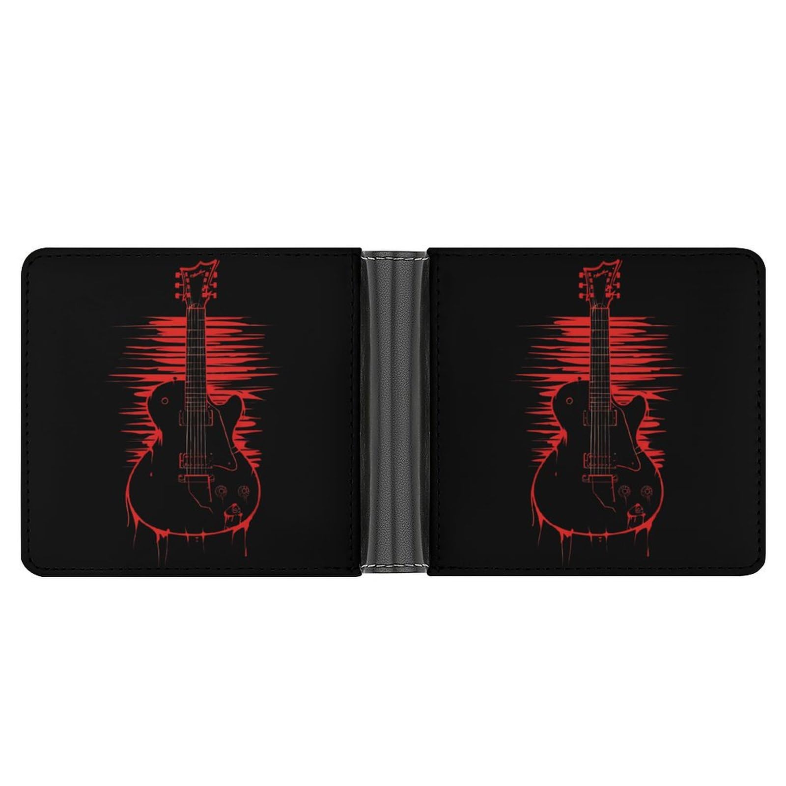 Guitar Funny Men's Slim Bifold Wallet with Multiple Card Slots Front Pocket Purse