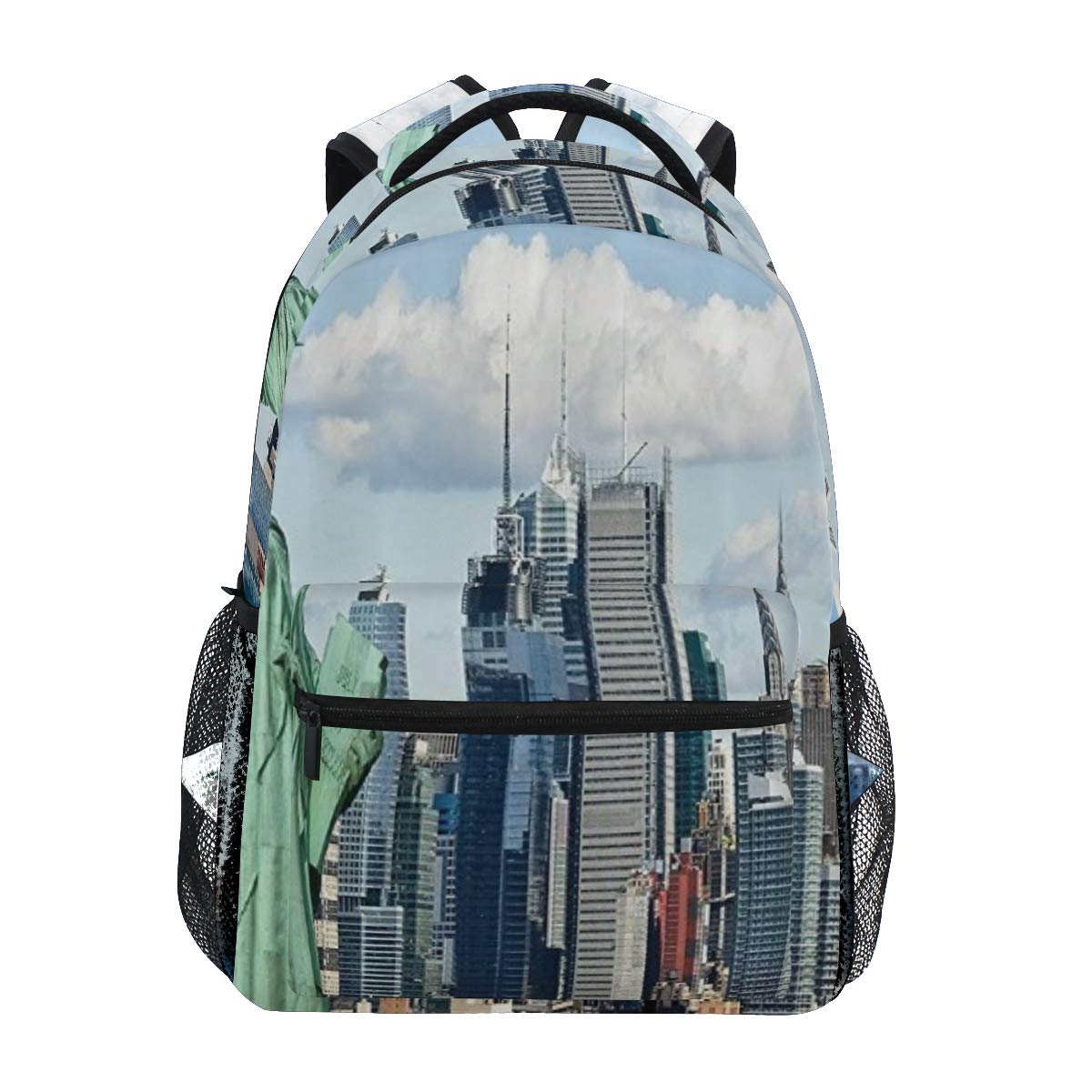 KASMILN Leisure Bag,New York Statue of Liberty in NYC Harbor Urban City Print Famous Cultural Landmark,Student Bag Backpack Travel Large Capacity