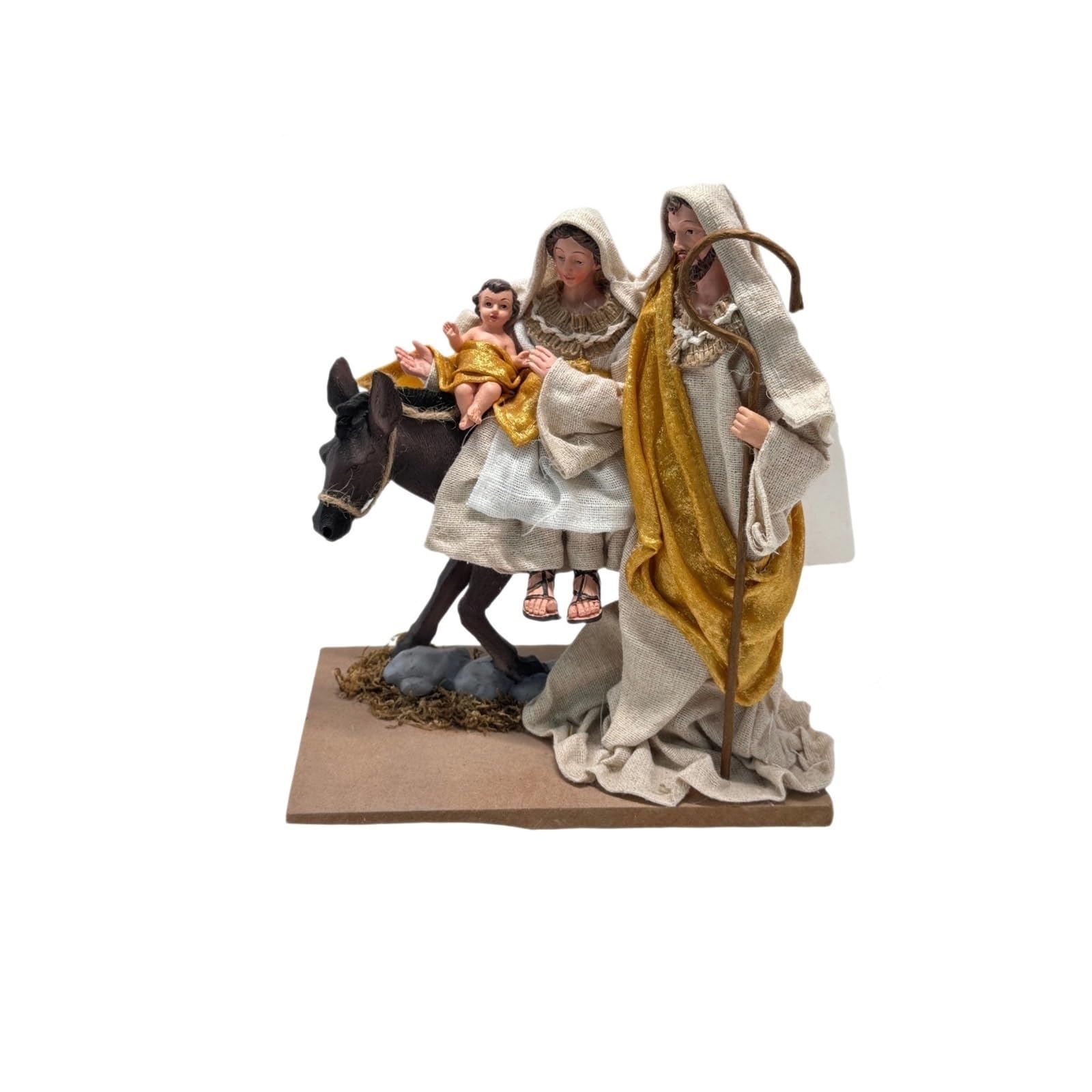 HABITZ Statuina del Presepe Statuina della Famiglia Festiva Scultura in Resina Figura da Tavolo con Tessuto Presepe Testurizzato Statua Stagionale Decoratore Tavolo for Decoratori,Vacanze,Mensola