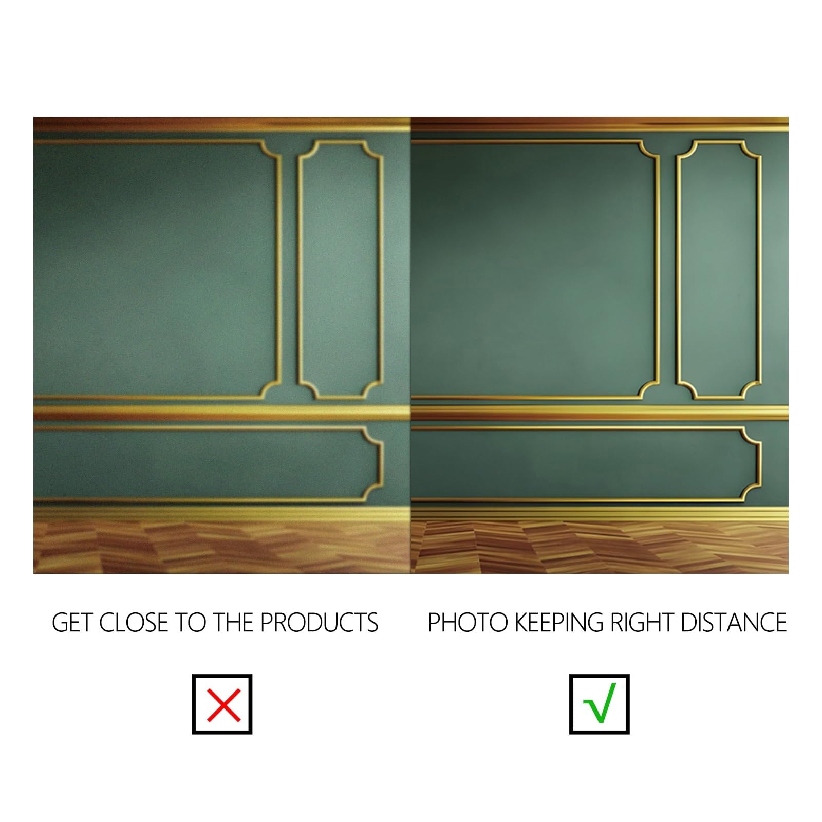 YongFoto 3x2m Parete interna Sfondo Fotografia Oro verde Stanza vuota interna Pavimento in legno Sfondo per affari Ufficio Soggiorno Studio fotografico di famiglia Prop per fotografo Immagini