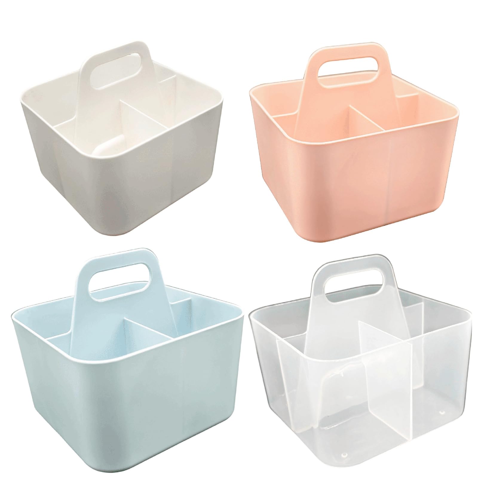 Small Stackable Plastic Caddy with Handle 6 Compartment Dorm Caddy, Classroom Art Organizers