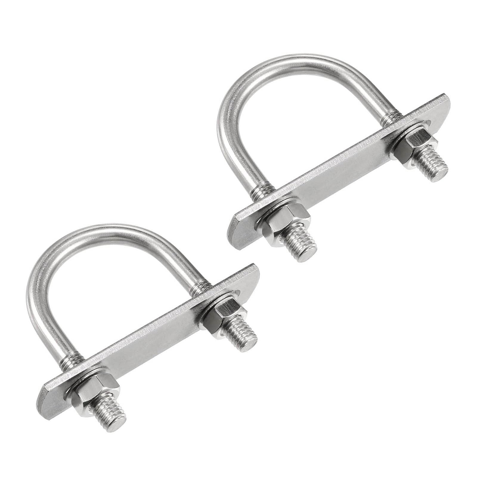 TA-VIGOR 2 sets M8 Round U-Bolts, 38mm Inner Width 65mm Length 304 Stainless Steel U-Bolts with Nut, Plate