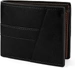 Wallet Men, Leather Slim Bifold Wallet for Men, Minimalism Credit Card Wallet with Zipper Coin Bag and ID Window (Black)