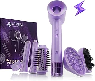 Bombae (H)AirPlay Pro All-in-one Hair Styling System | Hairstyles Without Heat Damage | 110,000 RPM BLDC Motor with Ionic tech & Curling Styler with Auto Wrap | 3 Speed Settings & 4 Heat Settings with Cool Shot | 6 Interchangeable Styling Attachments