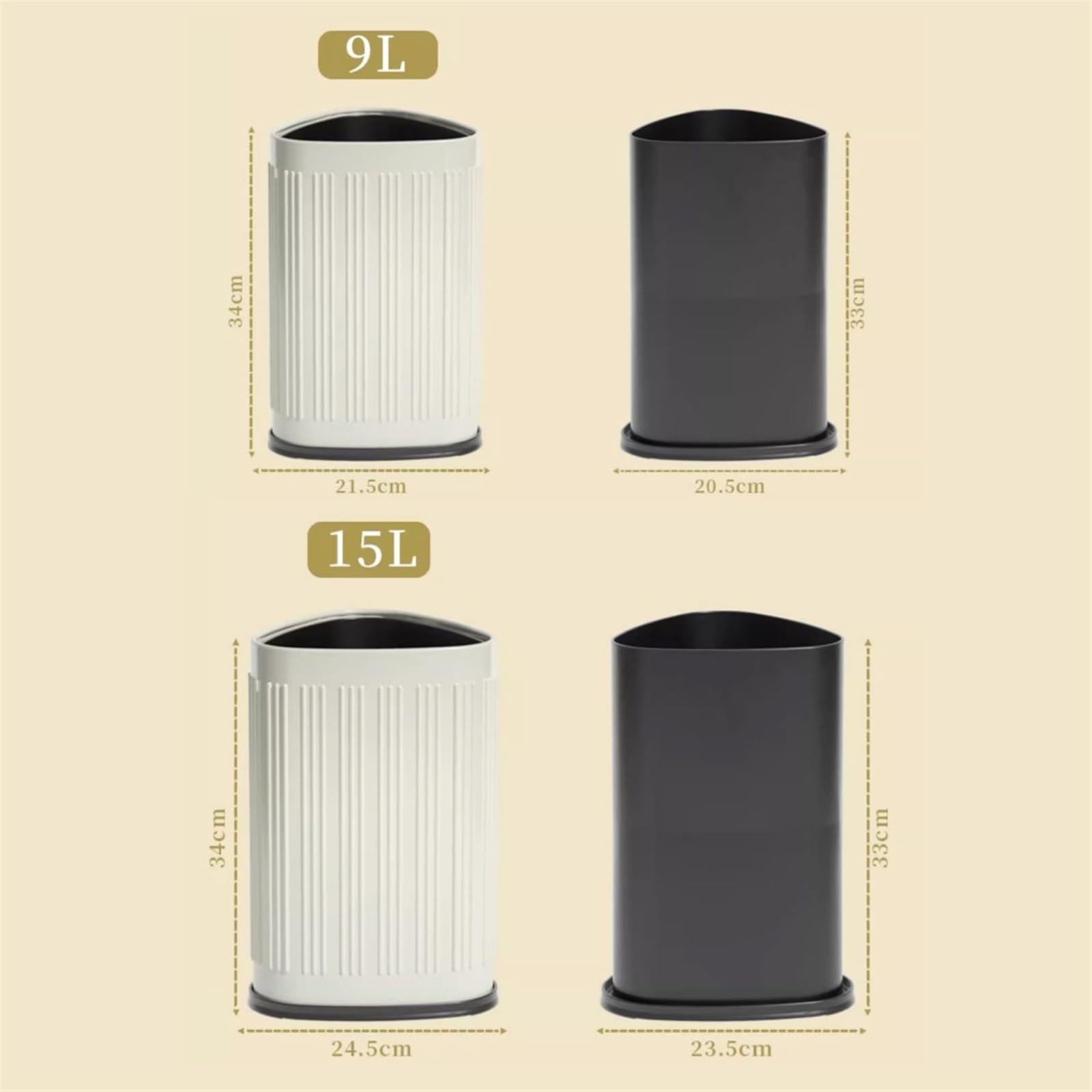 Müll- und Papierkorb Herzförmiger Mülleimer, 9/15 Liter Edelstahl-Mülleimer, oben offener Mülleimer mit Sockel und herausnehmbarem Inneneimer for Küche, Bad, Schlafzimmer Küchenmülleimer(Schwarz,15L)