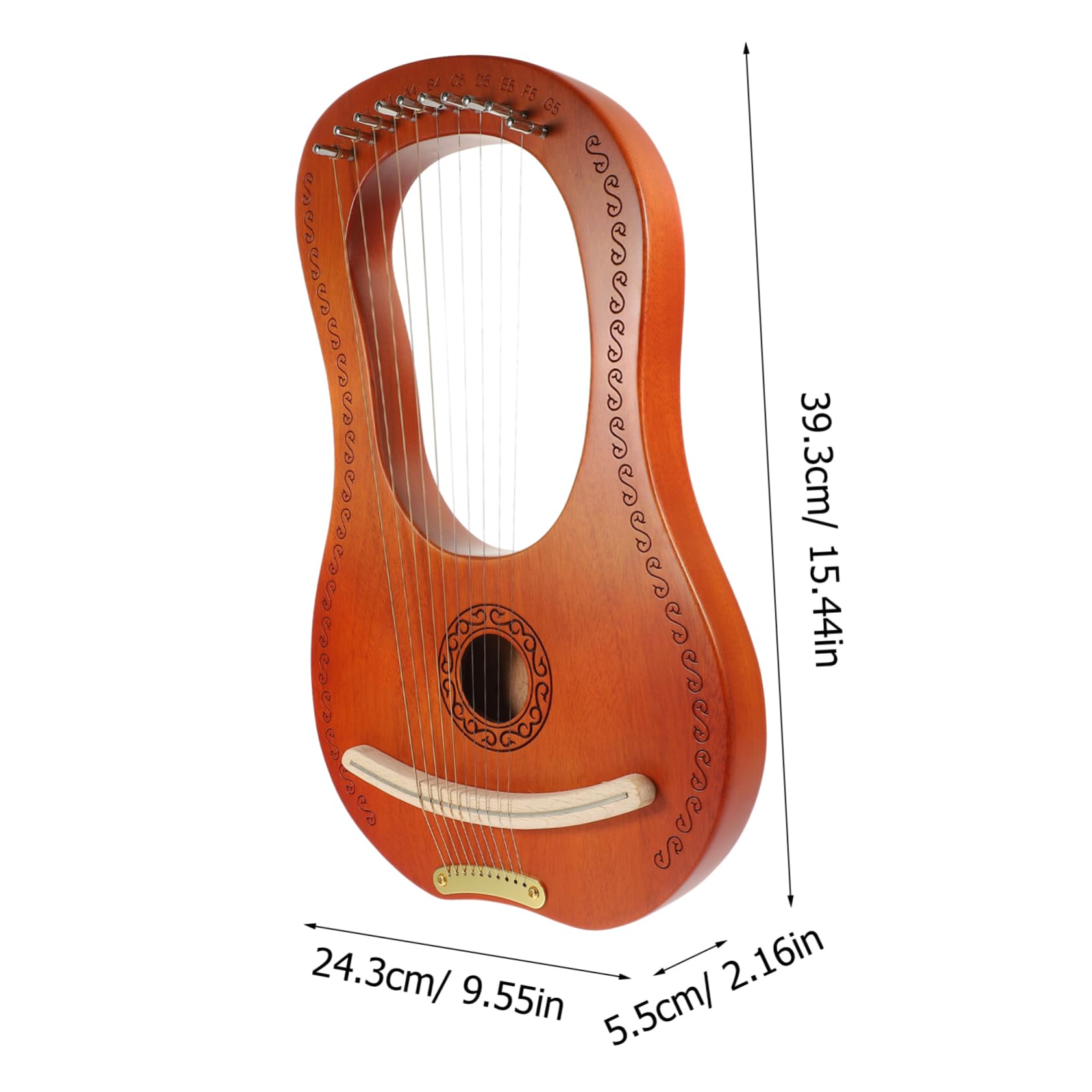 FUNOMOCYA Ancient Style Lyre Harp 10 Strings Handheld Comfortable Edges Warm Tones for Music Lovers for Friends Random