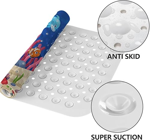 Miniatura 9 de LNOND Alfombra de baño para niños, tapete de baño para niños, tapete de baño antideslizante con agujeros de drenaje y ventosas, lavable a máquina