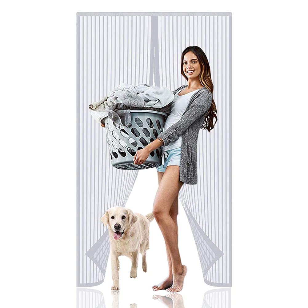Moustiquaire Porte Fenetre Magnétique 200 X 245 Cm Fermeture Automatique MagnéTique Rideau Porte Montage Facile Coller Pour Portes Fenêtres, Gris
