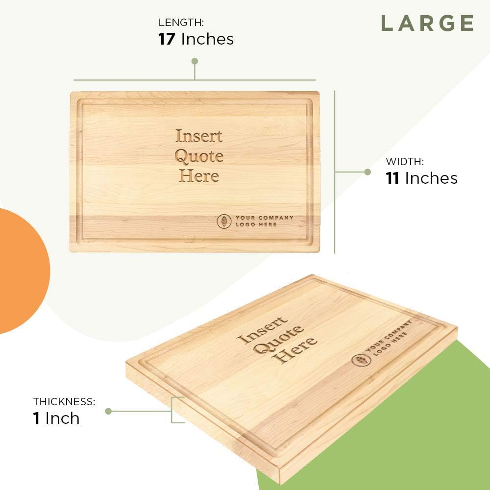 Insert Quote-Wooden Cutting Board for Kitchen Juice Groove Natural Custom Engraved in USA, Retirement Coworker Employee Appreciation Promotion (Maple 11x17)