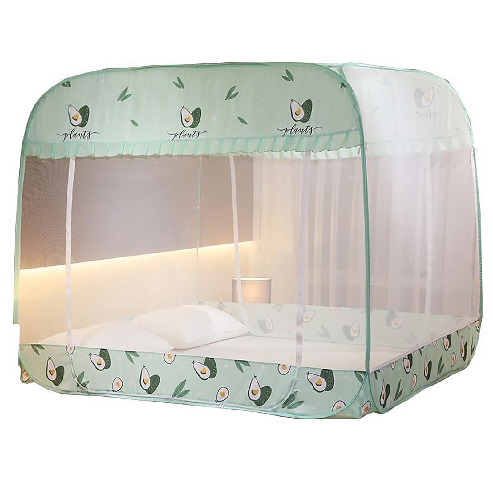 Tenda con zanzariera Pop-up, baldacchino per Letto Pieghevole, Doppia Porta con Fondo del Letto, punture di zanzara da Viaggio per Campeggio all'aperto, Verde, 2.0m*2.2m