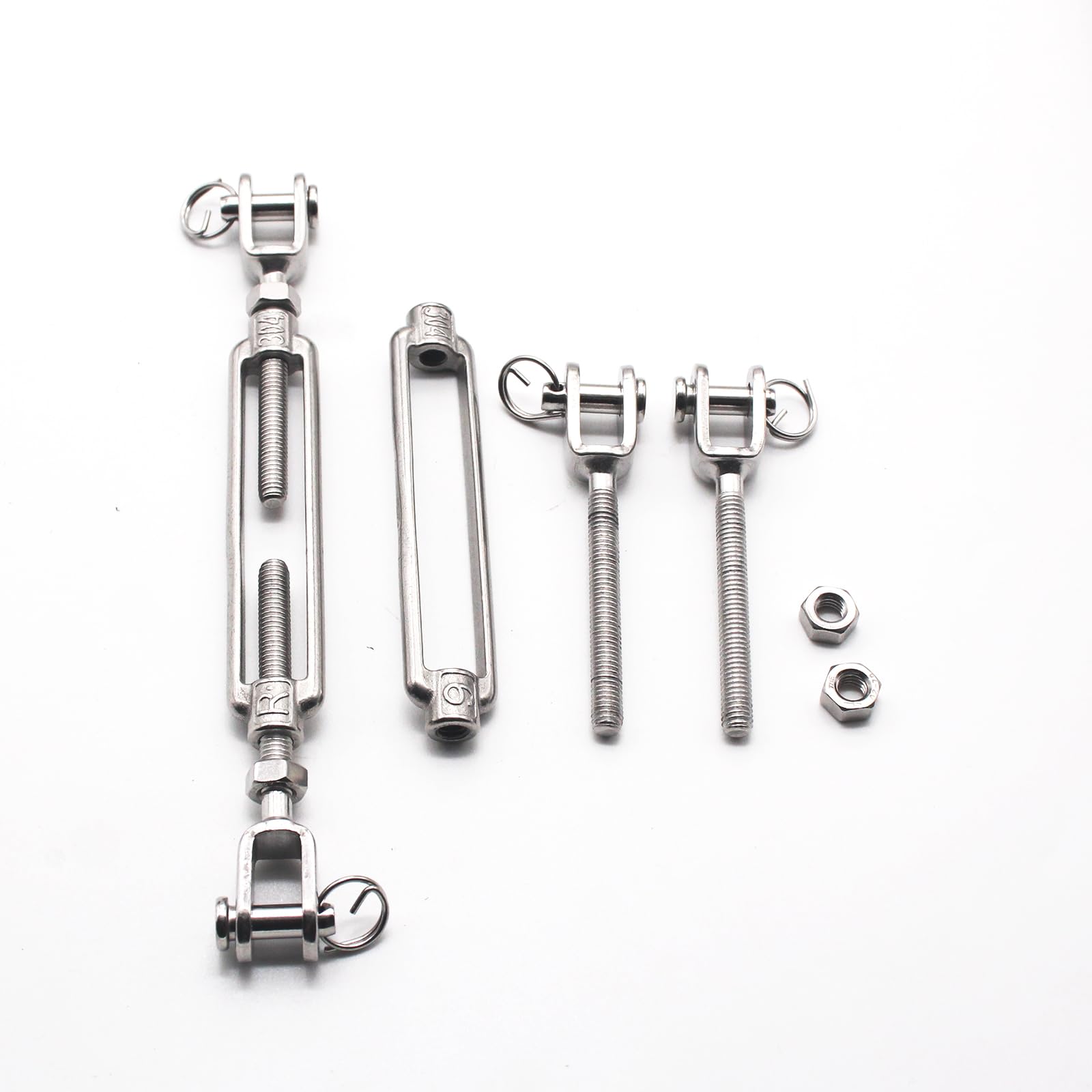 YZTONGPAO Turnbuckle 1/4" x 8" Jaw & Jaw,304 Stainless Steel,Adjustable Rigging Hardware for Stage, Marine, Construction (Pack of 2) (M6)