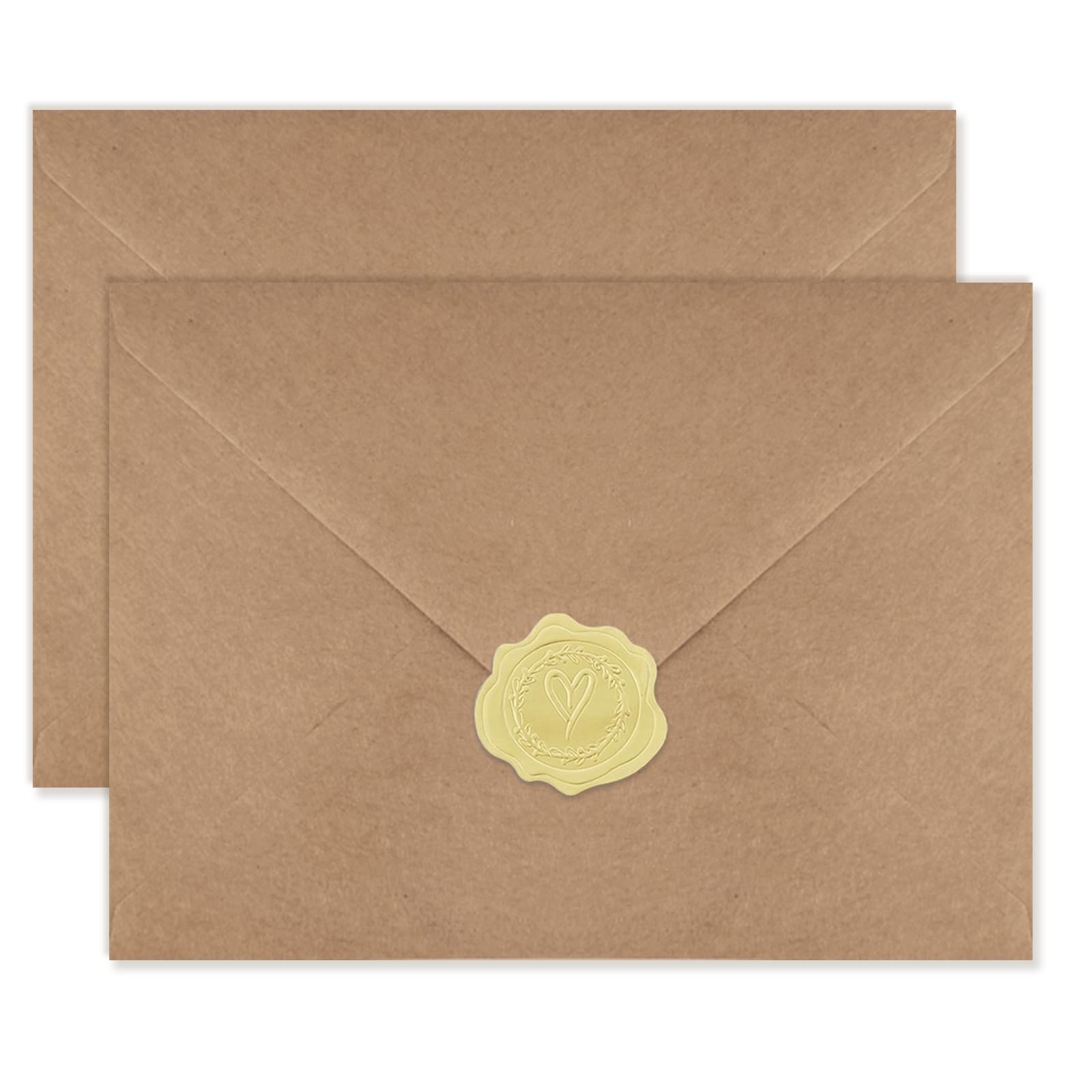 100 Pack Envelopes for Invitation- Brown Kraft Invitation Envelopes Used for Cards Used for Weddings,Invitations, Baby shower, Office (5.25 * 7.25-V flap)