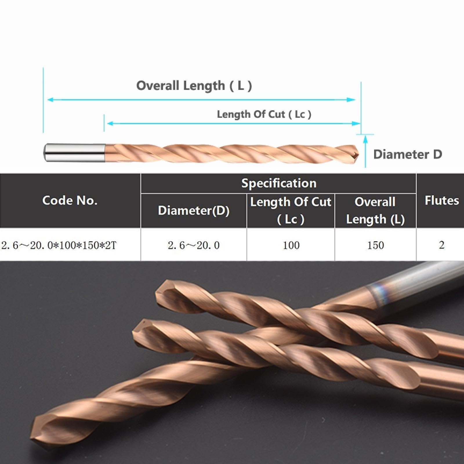 Brocas de carburo de tungsteno macizo de diámetro D2,6-d20, brocas de tungsteno macizo Hrc55, mango recto CNC, para perforación de orificios de metal, hierro y acero (CHINA/11,4 mm)