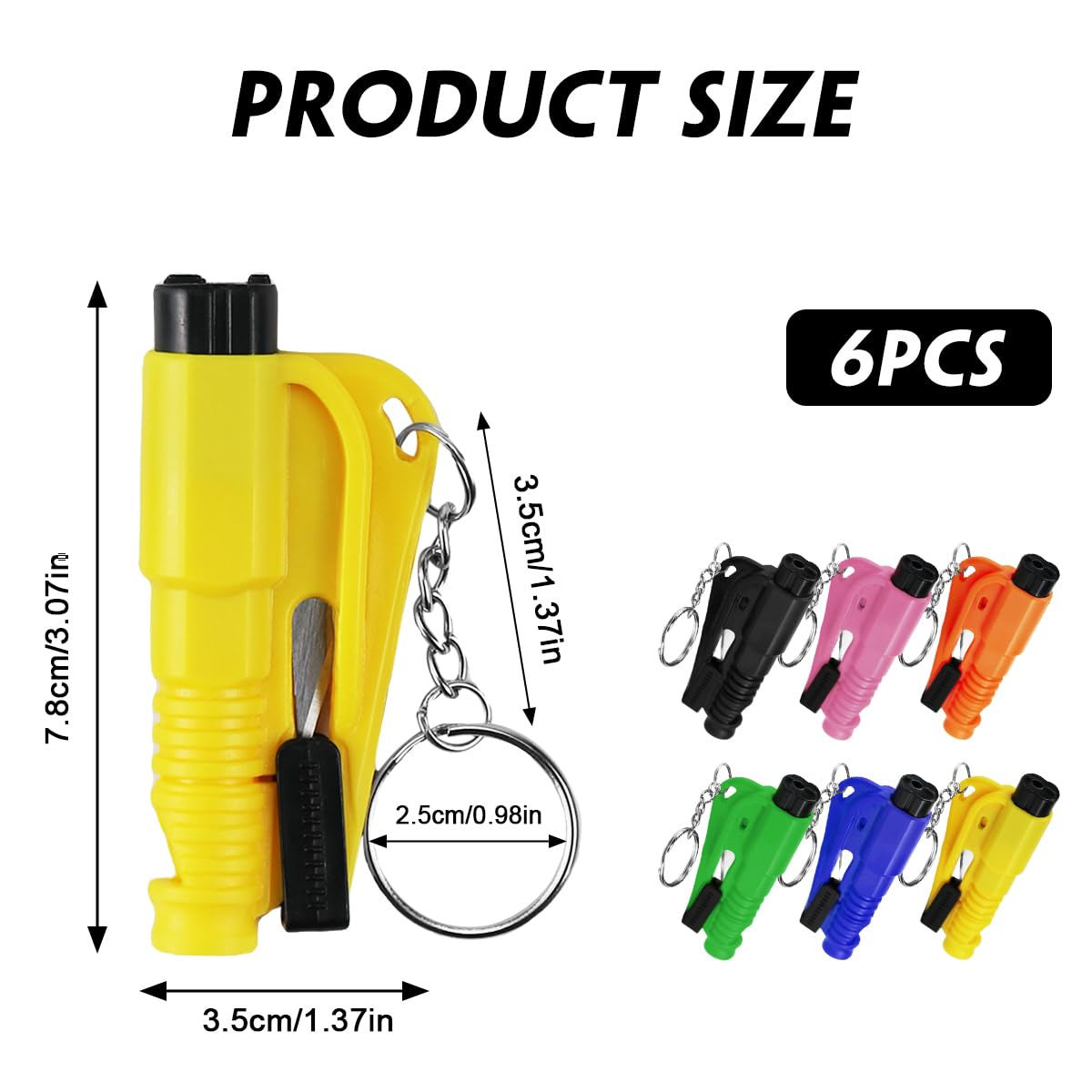 ROELLY Kit Emergenza Auto 2 In 1 - Taglia Cinture E Rompivetro, Martello Di Sicurezza Con Base Adesiva - Foto 6