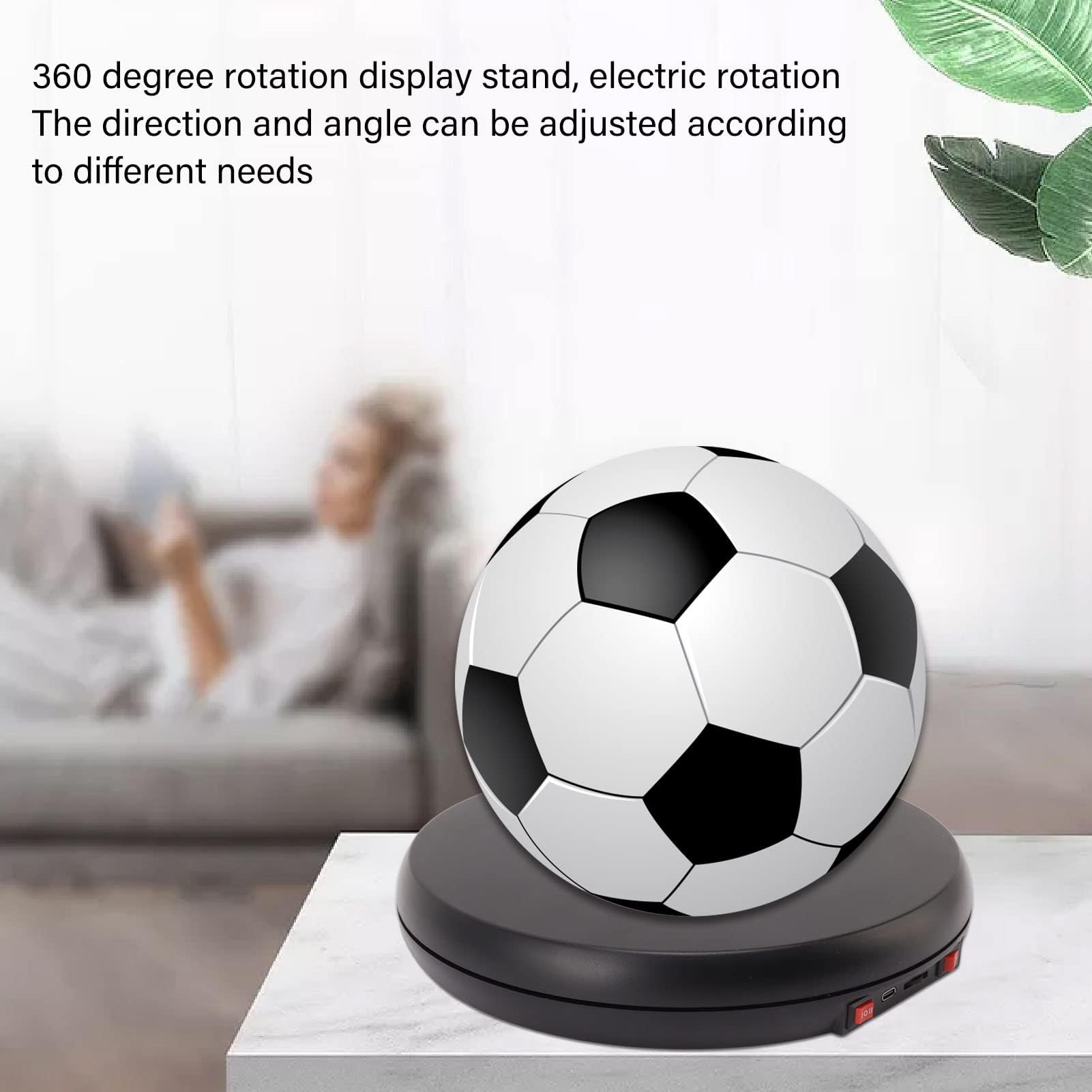 Ejoyous Gramofon Elektryczny, 20KG 25CM Gramofon Elektryczny Obrotowy Wyświetlacz o 360 Stopni z Cichym światłem LED do Zastawy Stołowej, Biżuterii, Kosmetyków, Telefonów Komórkowych (BLACK)