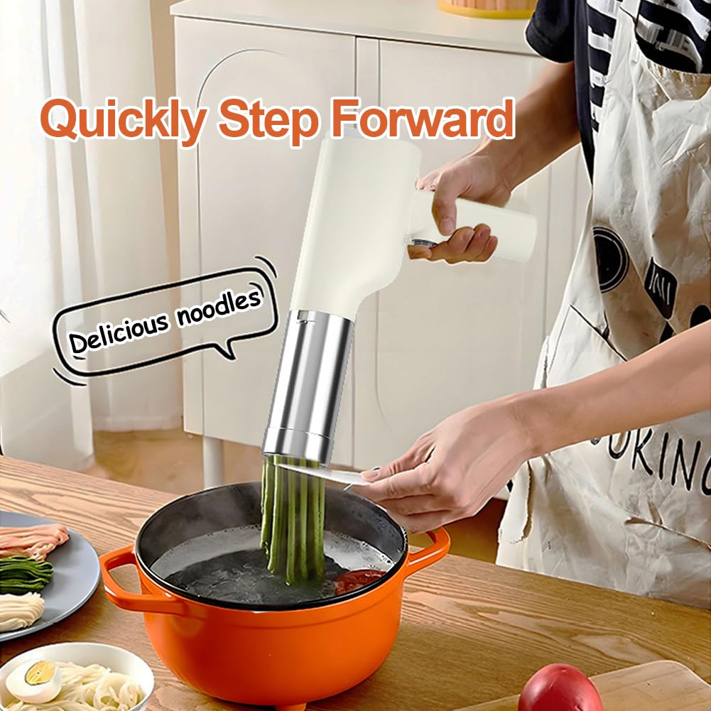 Elektrische Nudelmaschine, Wiederaufladbare Pasta Maker mit 5 Pressformen, Automatische Handheld Noodle Maker