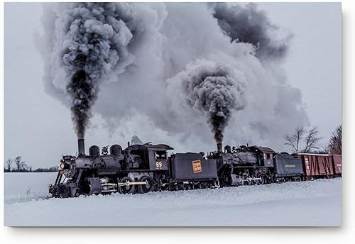 Tapete antideslizante para puerta de entrada para interiores y exteriores, tapete de tren de invierno, humo en vías de ferrocarril negro,