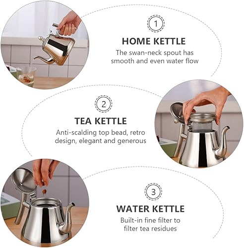 Miniatura 4 de UPKOCH Cuello de cisne de acero para campamento de leche, para colador, tetera barista, mano casera con verter restaurante, tetera de acero