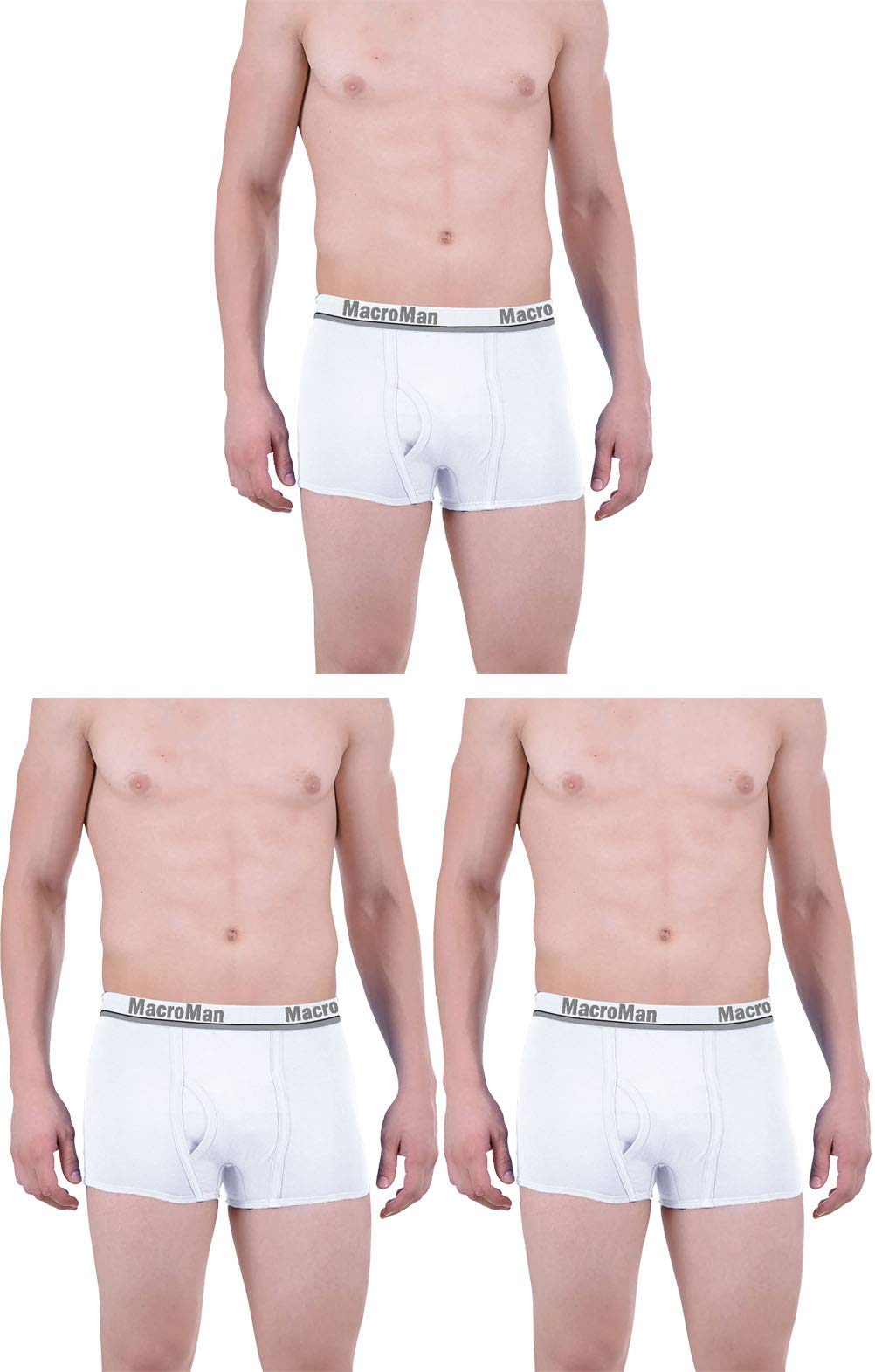 Men Macroman Cotton Plain White Mini Trunks - Pack Of 3 (Color May Vary)-image-20