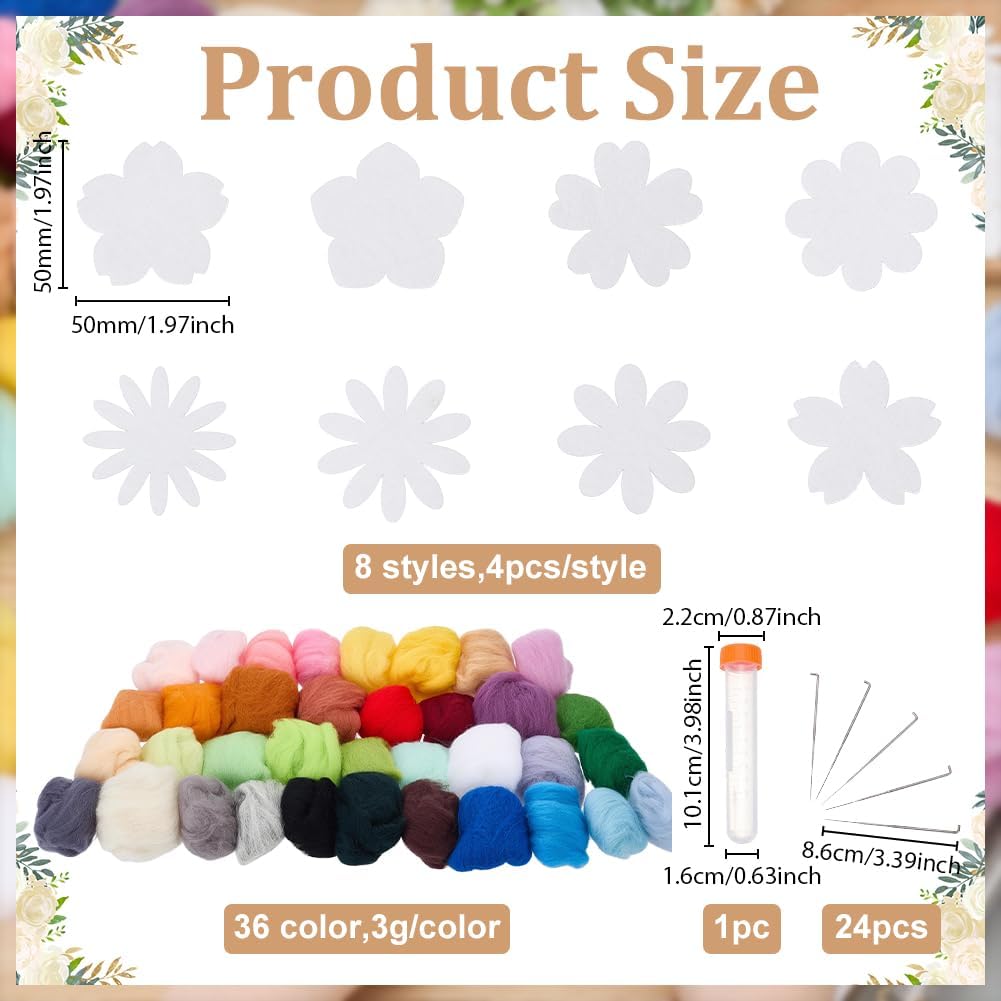 ORIGACH 32 Set Flower Needle Felting DIY Kits for Beginner