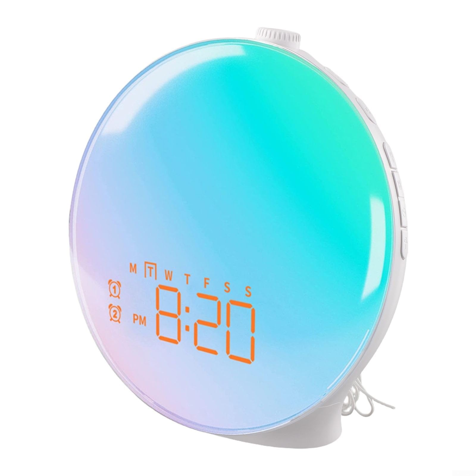 Reloj despertador de luz con simulación de amanecer, para alarmas duales, para radio fm, temporizador de sueño y 18 colores personalizables para luz nocturna (edición inteligente)