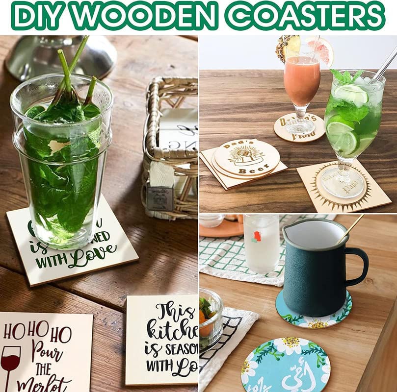 Image of SWAGSTATION MDF Coasters - 25 Pcs, 3.5 Inch Square, Round Edges, 3mm Thick - Craft Material for Adults & Kids - DIY Art & Craft Kit