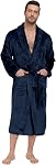 RONGTAI Men's Long Flannel Robe with Tie Belt - Premium Soft & Warm Winter Bathrobe for Home, Spa and Gifting