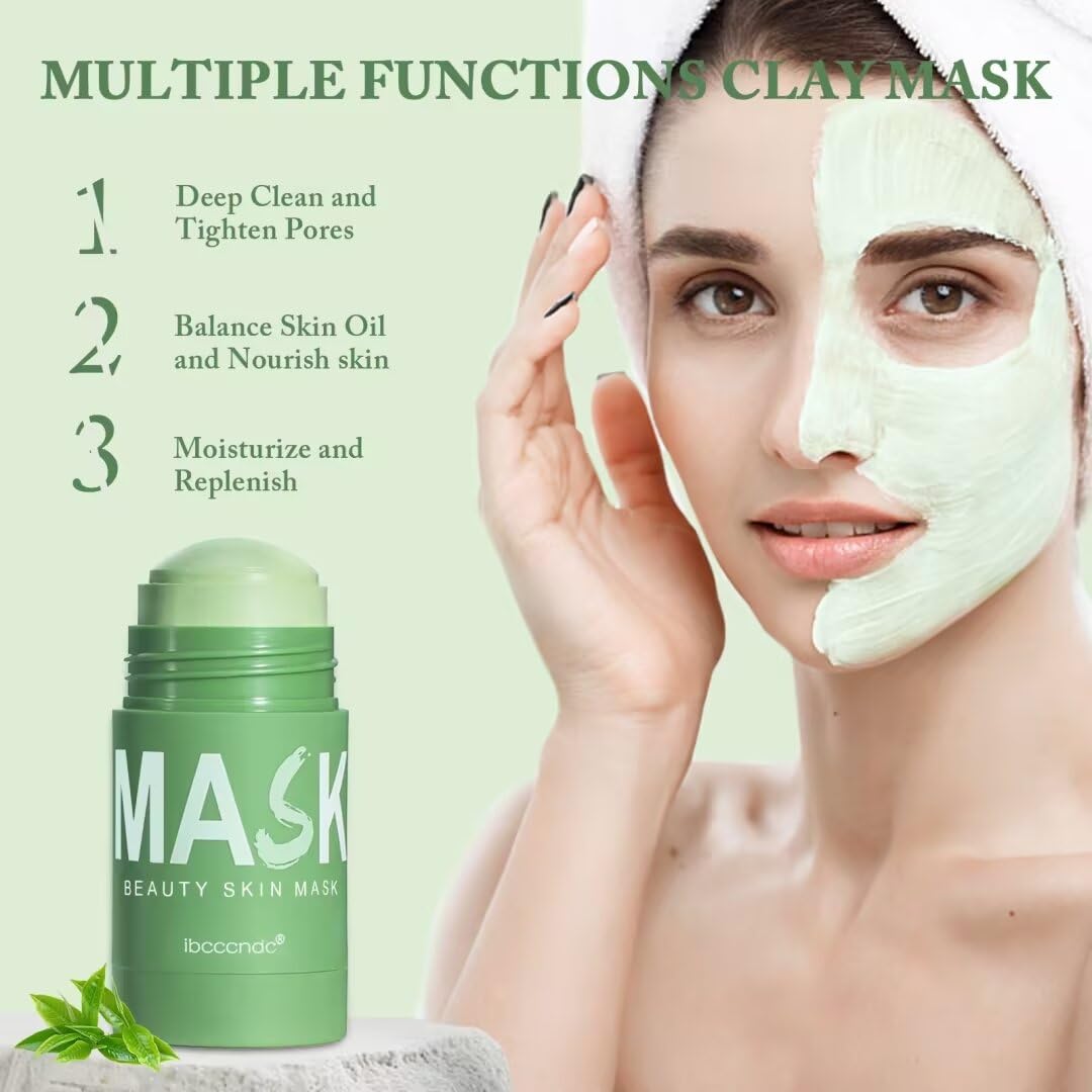Maschera detergente profonda con tè verde per viso, maschera per la rimozione dei punti neri, maschera per la pulizia profonda senza pori, detergente, idratante, Co