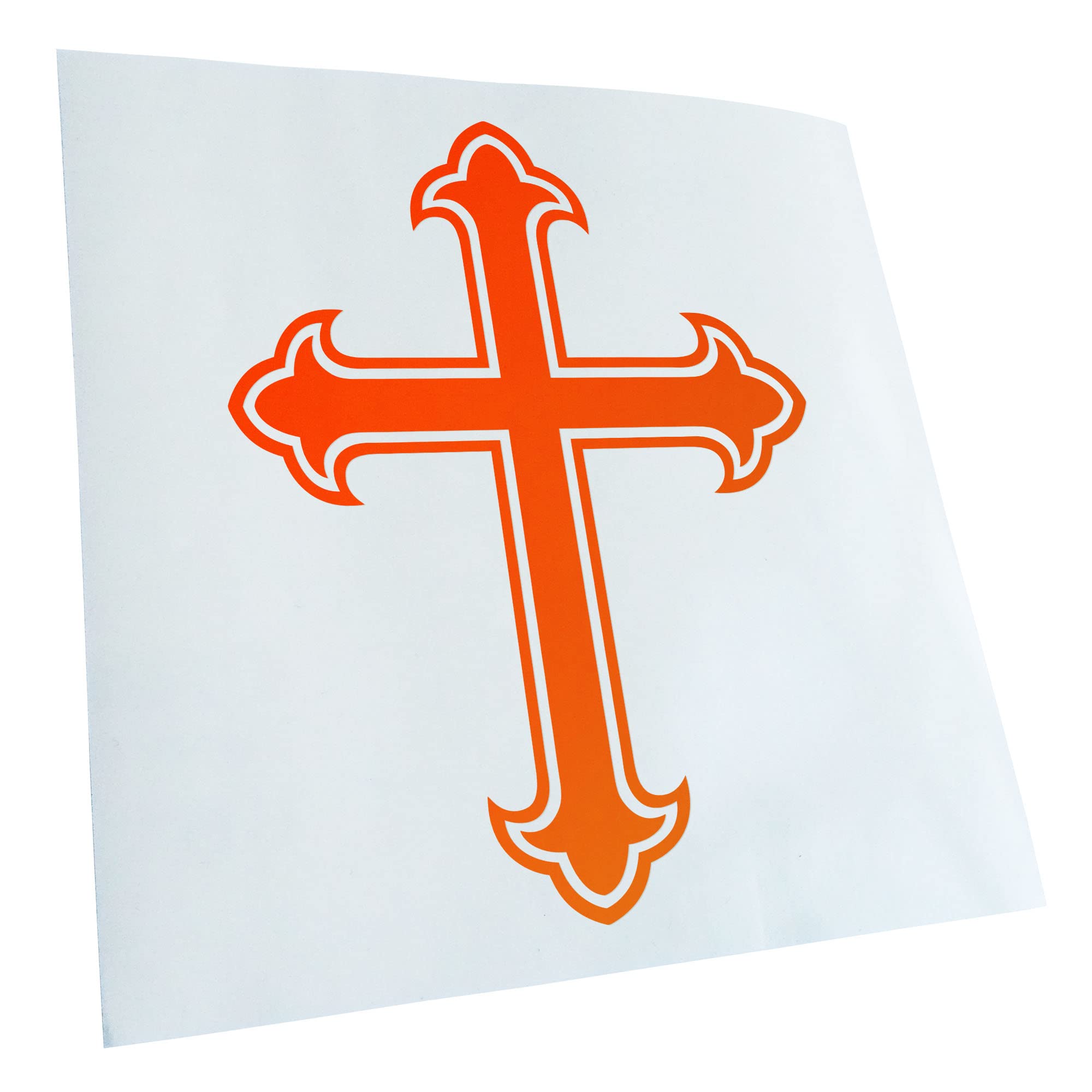 Kiwistar - Car Sticker - Neon Orange - 40 x 31 cm Lily Cross - Knight's Cross - Old Cross - Rear Window Car Sticker Weatherproof for Car Truck Moped Truck - Sticker Exterior Self-Adhesive Tuning