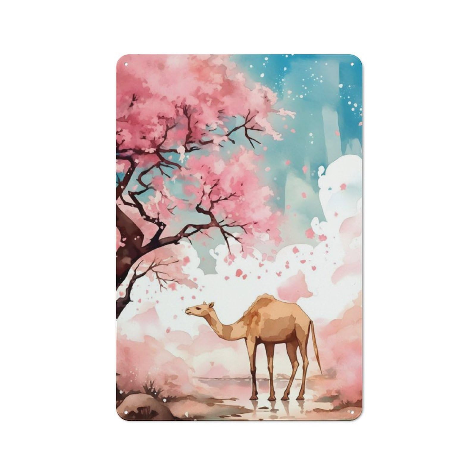 Junmoney Camel Decorative Metal Plaque With Design 30X20cm, Casual Utility Space Decor For Patio Bar, Workshop, Shed Or Kitchen