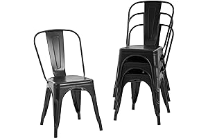 FDW 4 Set Dining Chairs Stackable Indoor Outdoor Metal Restaurant Chair 18 Inch Seat Height