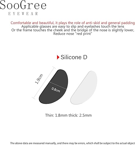 Miniatura 2 de SooGree Kit de reparación de lentes para la nariz, almohadillas de silicona suave para la nariz para sin ojos, gafas de sol, 16 pares de lentes de