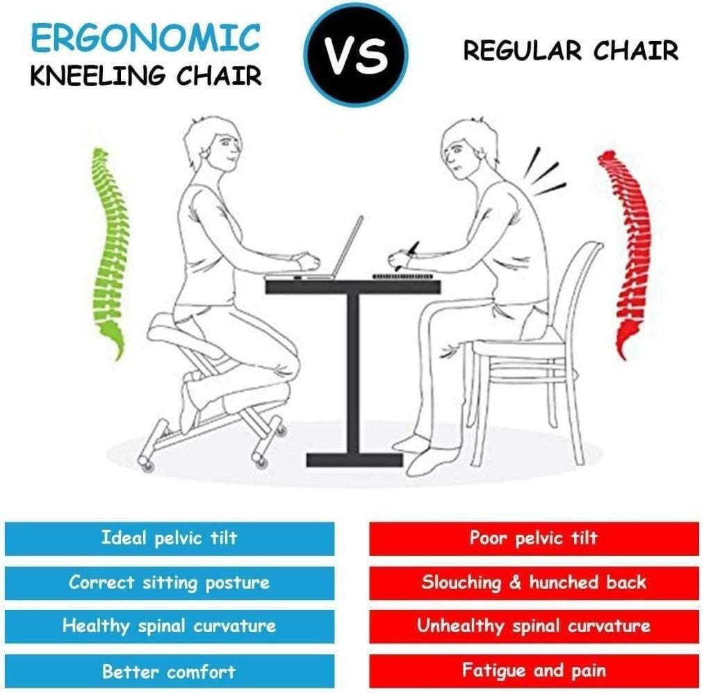 Renovation House Stool Posture e PU Leather Seat Height Adjustable Stool Kneeling with Back Promote Good Posture Stool Chair