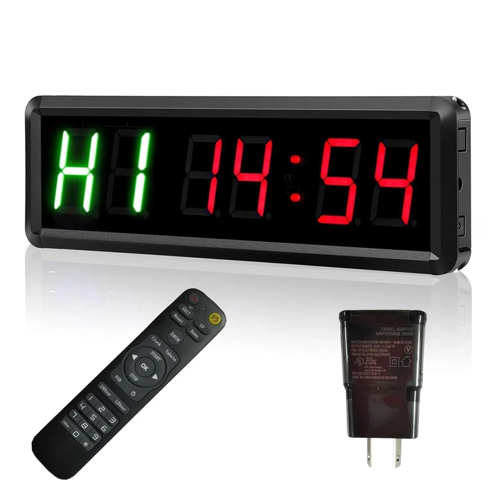 Minuteur d'entraînement 1.5 ''grande horloge de gymnastique chronomètre compte à rebours/haut, d'intervalle minuterie d'entraînement avec Buzzer, en plein air LED(2 green 4 red AU)