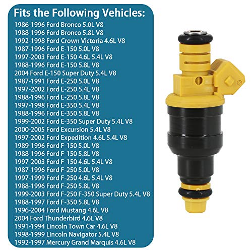Fuel Injector Set of 8 | Replace# 280150943, 280150909, 280150943, 280150718 | 4.6L 5.0L 5.4L 5.8L Engine | Replacement for Ford F150 F250 F350 E150 E250 Mustang Expedition Lincoln Mercury & More
