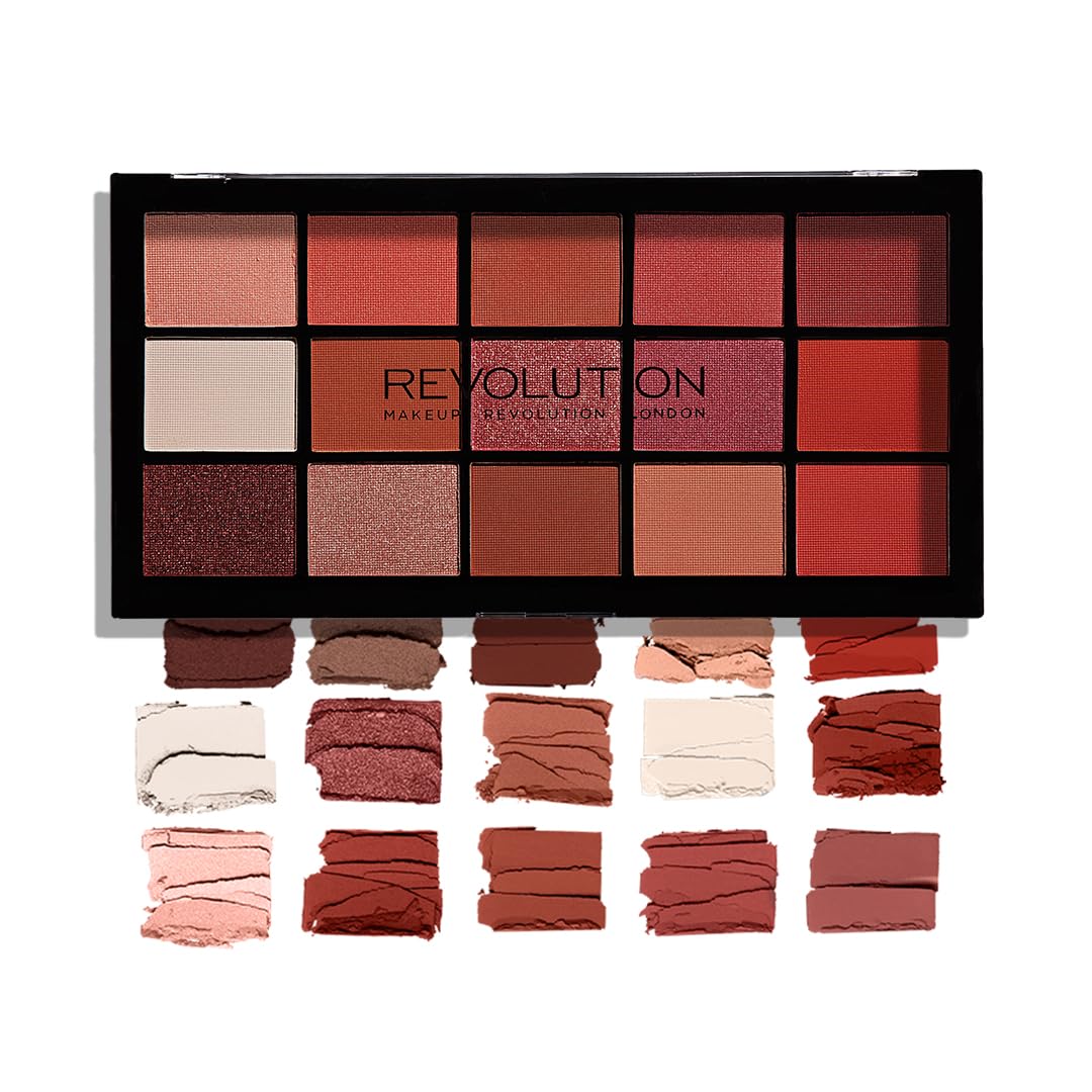 Makeup Revolution Reloaded Palette, Shimmery Makeup Eyeshadow Palette, Includes 15 Shades, Lasts All Day Long, Vegan & Cruelty Free, Newtrals 2, 16.5g (Multi color)