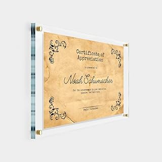 CERTIFICATE FLOATING FRAME, Poster Frame, Clear Acrylic Frame, Frameless Frame, Certificate Frame, Keepsake Photo, Wall Frame, Puzzle Frame
