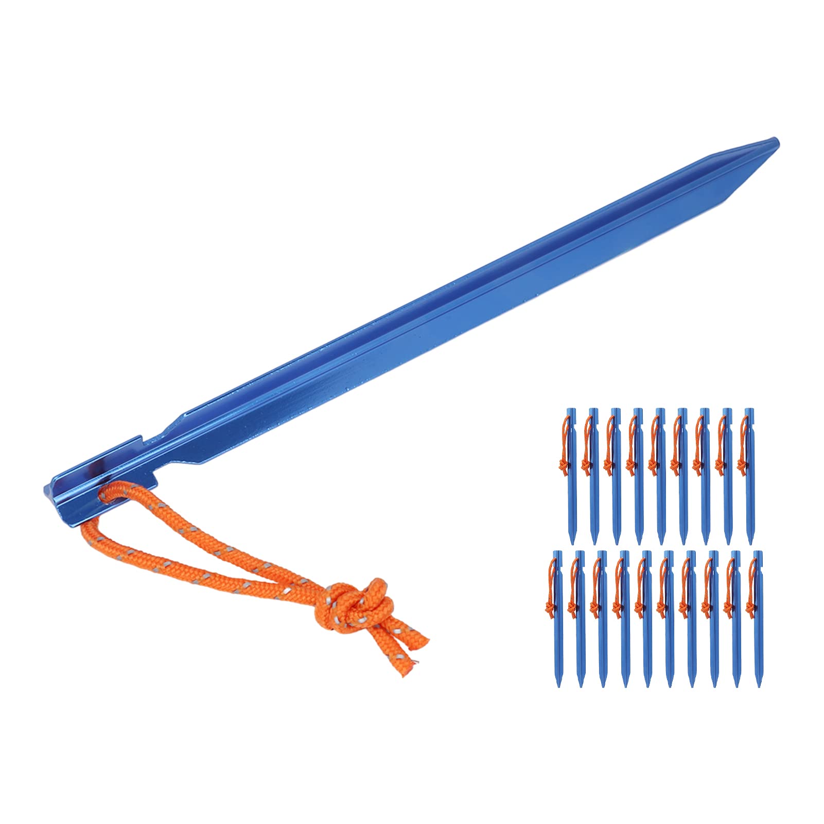 Estacas para Tienda de campaña Resistentes en Forma de V, estacas para Acampar con Cuerdas, Accesorios para Tienda de campaña de aleación de Aluminio 7075, estacas ultraligeras de (Azul)