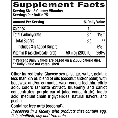 Vitafusion Vitamin D3, 50mg, Peach, Blackberry, Strawberry, 150 Count