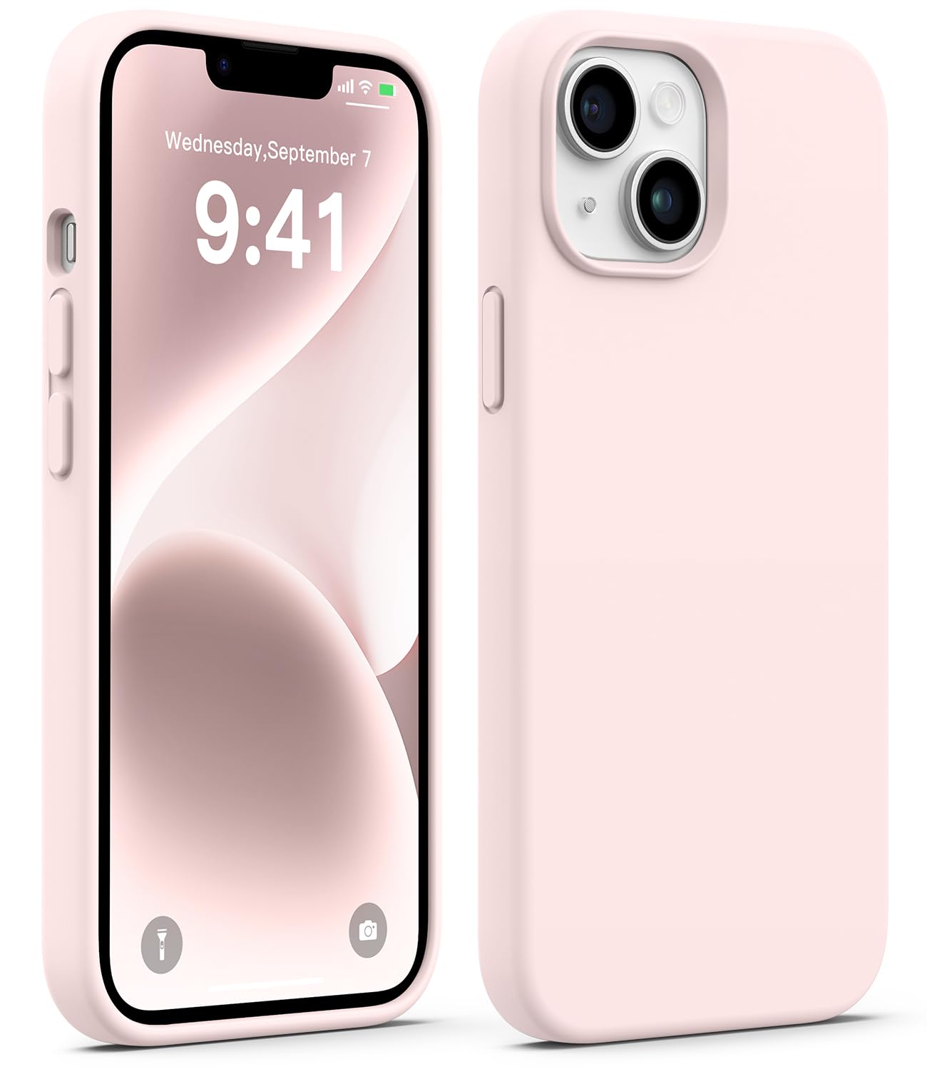 AOTESIER Compatible with iPhone 14 Case, Full Body Food-Grade Silicone Wear-Resistant, Anti-Drop Protection with Soft Anti-Scratch Microfiber Lining Phone Case for iPhone 14, 6.1 inch, Chalk Pink