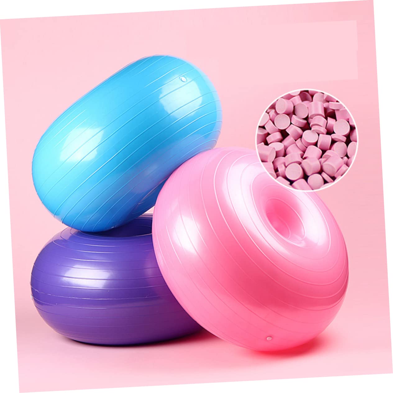 Abaodam Donut Yogaball Explosionsgeschützt aus PVC mit Luftpumpe, Blau