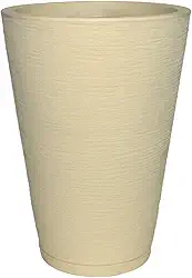 Vaso Planta Decorativo Jardim Polietileno Coluna Redonda 34x50 Cor:Bege
